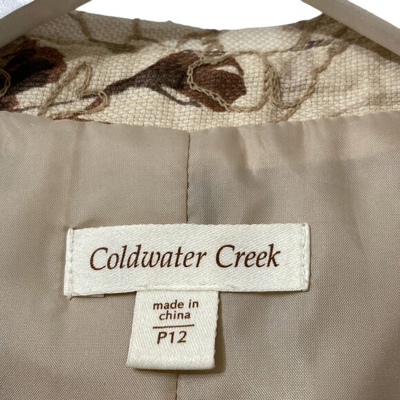 COLDWATER CREEK Floral Blazer Size 12 Petite Linen Blend Jacket - Picture 5 of 9
